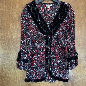 Choices Women's Button Down Shirt - Red, Black, Gray